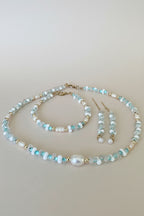 Aqua Bloom Schmuckset mit Halskette, Armband und Ohrringen