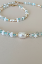 Aqua Bloom Schmuckset mit Halskette, Armband und Ohrringen